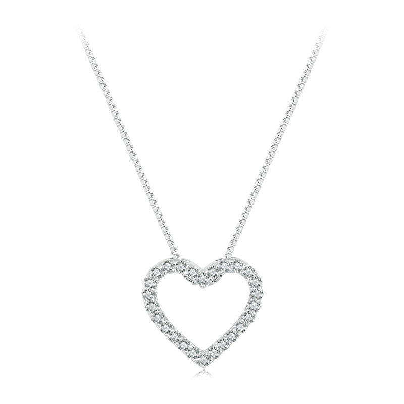 Heart Shaped Moissanite Necklace - Sterling Silver