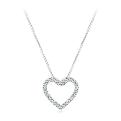 Heart Shaped Moissanite Necklace - Sterling Silver