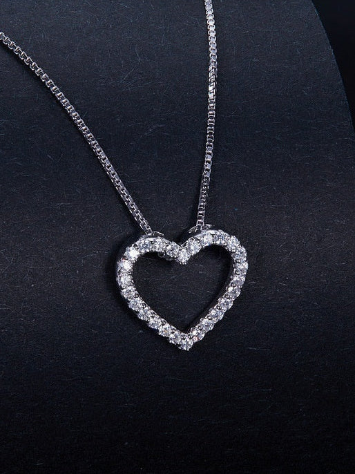 Heart Shaped Moissanite Necklace - Sterling Silver