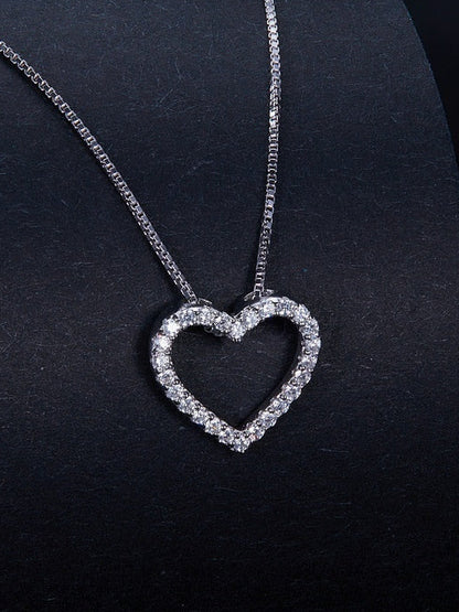 Heart Shaped Moissanite Necklace - Sterling Silver