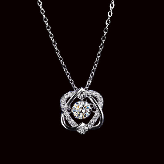 Moissanite Double Heart Pendant  - Sterling Silver