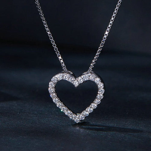 Heart Shaped Moissanite Necklace - Sterling Silver