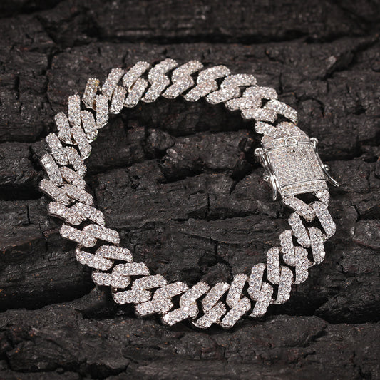 UNISEX Iced Out Butterfly Buckle Cuban Link Bracelet